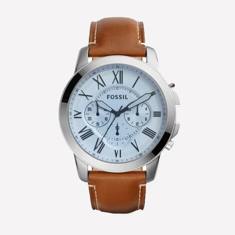 Fossil Grant Chronograph Ice Blue Dial Round Shape Men's Watch- FS5184